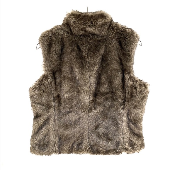 Banana Republic Brown Faux Fur Satin Lined Vest - Picture 8 of 16
